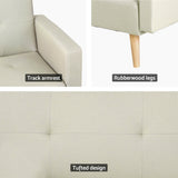 Artiss Sofa Bed Lounge Convertible Ottoman Couch Recliner 3 Seater Fabric Beige - Rear View