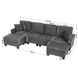 Artiss Modular Sectional U Shaped Storage Sofa Couches for Living Room Grey - Front View