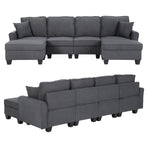 Artiss Modular Sectional U Shaped Storage Sofa Couches for Living Room Grey