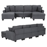 Artiss Modular Sectional U Shaped Storage Sofa Couches for Living Room Grey - Side View