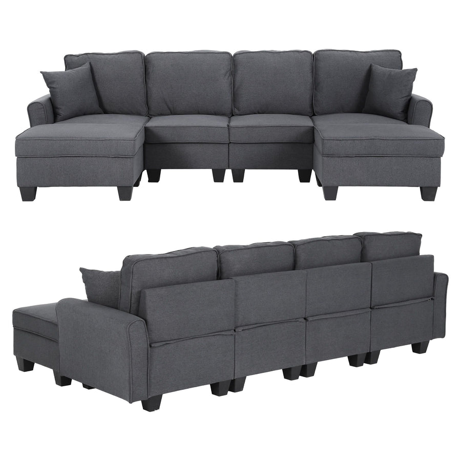 Artiss Modular Sectional U Shaped Storage Sofa Couches for Living Room Grey