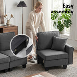 Artiss Modular Sectional U Shaped Storage Sofa Couches for Living Room Grey - Top-Down View
