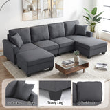 Artiss Modular Sectional U Shaped Storage Sofa Couches for Living Room Grey - 45-Degree Angle