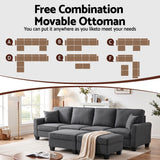 Artiss Modular Sectional U Shaped Storage Sofa Couches for Living Room Grey - Rear View
