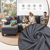 Artiss Modular Sectional U Shaped Storage Sofa Couches for Living Room Grey - Close-Up Angle