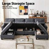 Artiss Modular Sectional U Shaped Storage Sofa Couches for Living Room Grey - Low Angle