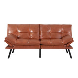Artiss Sofa Bed Convertible 3 Seater Couch Recliner Lounge Chair Leather Brown - Side View
