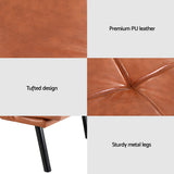 Artiss Sofa Bed Convertible 3 Seater Couch Recliner Lounge Chair Leather Brown - Rear View
