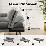 Artiss Sofa Bed Convertible 3 Seater Couch Recliner Lounge Chair Fabric Grey - Side View