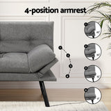 Artiss Sofa Bed Convertible 3 Seater Couch Recliner Lounge Chair Fabric Grey - Top-Down View