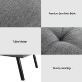 Artiss Sofa Bed Convertible 3 Seater Couch Recliner Lounge Chair Fabric Grey - 45-Degree Angle