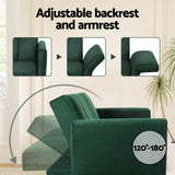 Artiss Sofa Bed 3 Seater Couch Convertible Lounge Adjustable Arm Recliner Velvet - Top-Down View