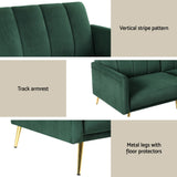 Artiss Sofa Bed 3 Seater Couch Convertible Lounge Adjustable Arm Recliner Velvet - Rear View