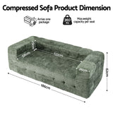 Artiss Comfort Boneless Sofa for Living Room Green Luxury Chenille - Front View