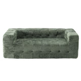 Artiss Comfort Boneless Sofa for Living Room Green Luxury Chenille - Side View