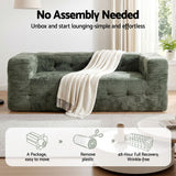 Artiss Comfort Boneless Sofa for Living Room Green Luxury Chenille - Top-Down View