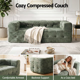 Artiss Comfort Boneless Sofa for Living Room Green Luxury Chenille - Rear View