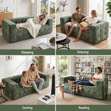 Artiss Comfort Boneless Sofa for Living Room Green Luxury Chenille - Low Angle