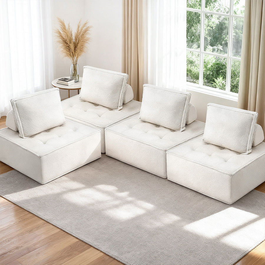 Artiss Floor Sofa Lounge Chair 4 Seater with Pillow