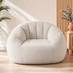 Artiss Single Small Boneless Couch Comfy Bean Bag for Living Room Faux Fur White