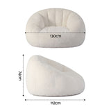 Artiss Single Small Boneless Couch Comfy Bean Bag for Living Room Faux Fur White - Front View