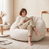 Artiss Single Small Boneless Couch Comfy Bean Bag for Living Room Faux Fur White - 45-Degree Angle