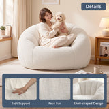 Artiss Single Small Boneless Couch Comfy Bean Bag for Living Room Faux Fur White - Rear View
