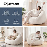 Artiss Single Small Boneless Couch Comfy Bean Bag for Living Room Faux Fur White - Close-Up Angle