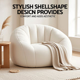 Artiss Single Small Boneless Couch Comfy Bean Bag for Living Room Faux Fur White - Low Angle