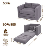Artiss 2 Seater Corduroy Convertible Sofa Bed Pull Out Boneless Couch Grey - Front View