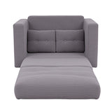 Artiss 2 Seater Corduroy Convertible Sofa Bed Pull Out Boneless Couch Grey - Side View