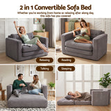 Artiss 2 Seater Corduroy Convertible Sofa Bed Pull Out Boneless Couch Grey - Low Angle