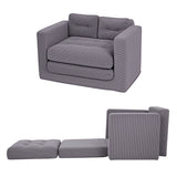 Artiss 2 Seater Corduroy Convertible Sofa Bed Pull Out Boneless Couch Grey - Extra Image