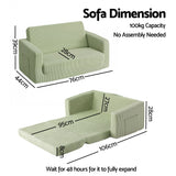 Artiss 2-in-1 Sofa Foam Couch with Side Pocket Light Green - Side View
