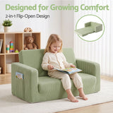 Artiss 2-in-1 Sofa Foam Couch with Side Pocket Light Green - Rear View