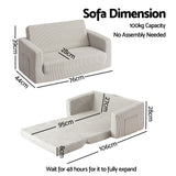 Artiss 2-in-1 Sofa Foam Couch with Side Pocket Light Grey - Side View