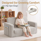 Artiss 2-in-1 Sofa Foam Couch with Side Pocket Light Grey - Rear View