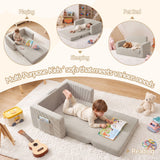 Artiss 2-in-1 Sofa Foam Couch with Side Pocket Light Grey - Low Angle