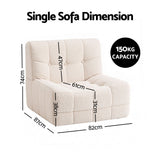 Artiss Set of 3 Sofa Modular Boneless Couches No Assembly White - Side View