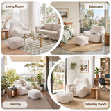 Artiss Bean Bag Sofa w/Ottoman Corduroy for Adults Teens White - Extra Image