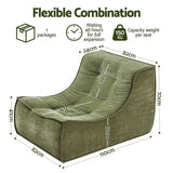 Artiss Floor Sofa Armless Chenille No Assembly Removable Cover Green - Side View