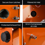 UNIMAC 110L Benchtop Sandblasting Cabinet, with Sandblast Gun Set with Hose, LED Light - Close-Up Angle