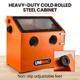 UNIMAC 110L Benchtop Sandblasting Cabinet, with Sandblast Gun Set with Hose, LED Light