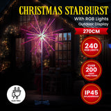 Outdoor Christmas Light Starburst Display - 270cm - Side View