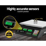 Emajin Scales Digital Kitchen 40KG Weighing Scales Platform Scales Black LCD - 45-Degree Angle