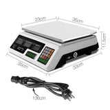 Emajin Scales Digital Kitchen 40KG Weighing Scales Platform Scales White LCD - Front View