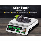 Emajin Scales Digital Kitchen 40KG Weighing Scales Platform Scales White LCD - Side View