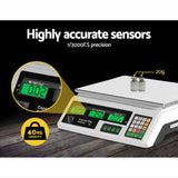 Emajin Scales Digital Kitchen 40KG Weighing Scales Platform Scales White LCD - 45-Degree Angle