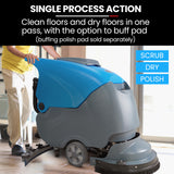 Auch FSH18 Floor Scrubber & Dryer, 490mm, Battery Powered, Walk Behind, Multi-purpose Commercial Grade Machine - 45-Degree Angle