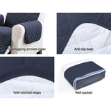 Artiss Sofa Cover Couch Covers 3 Seater Quilted Dark Grey - Rear View